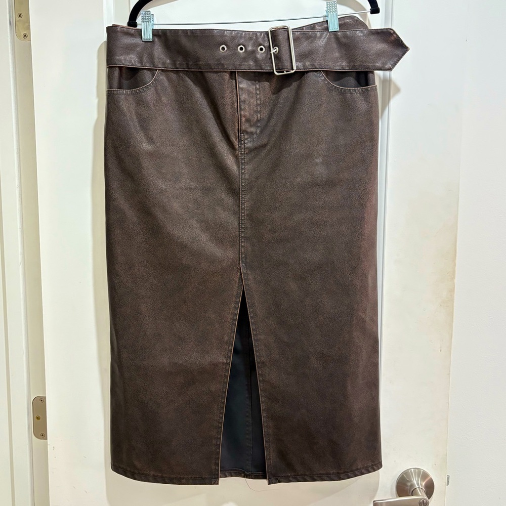 Faux leather midi skirt size 12